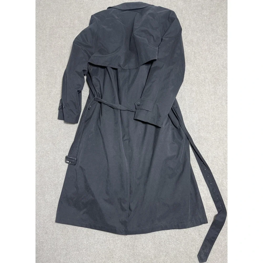 Nautica Trench Coat Mens 40 Black Belted‎ Double Breasted Removable Liner